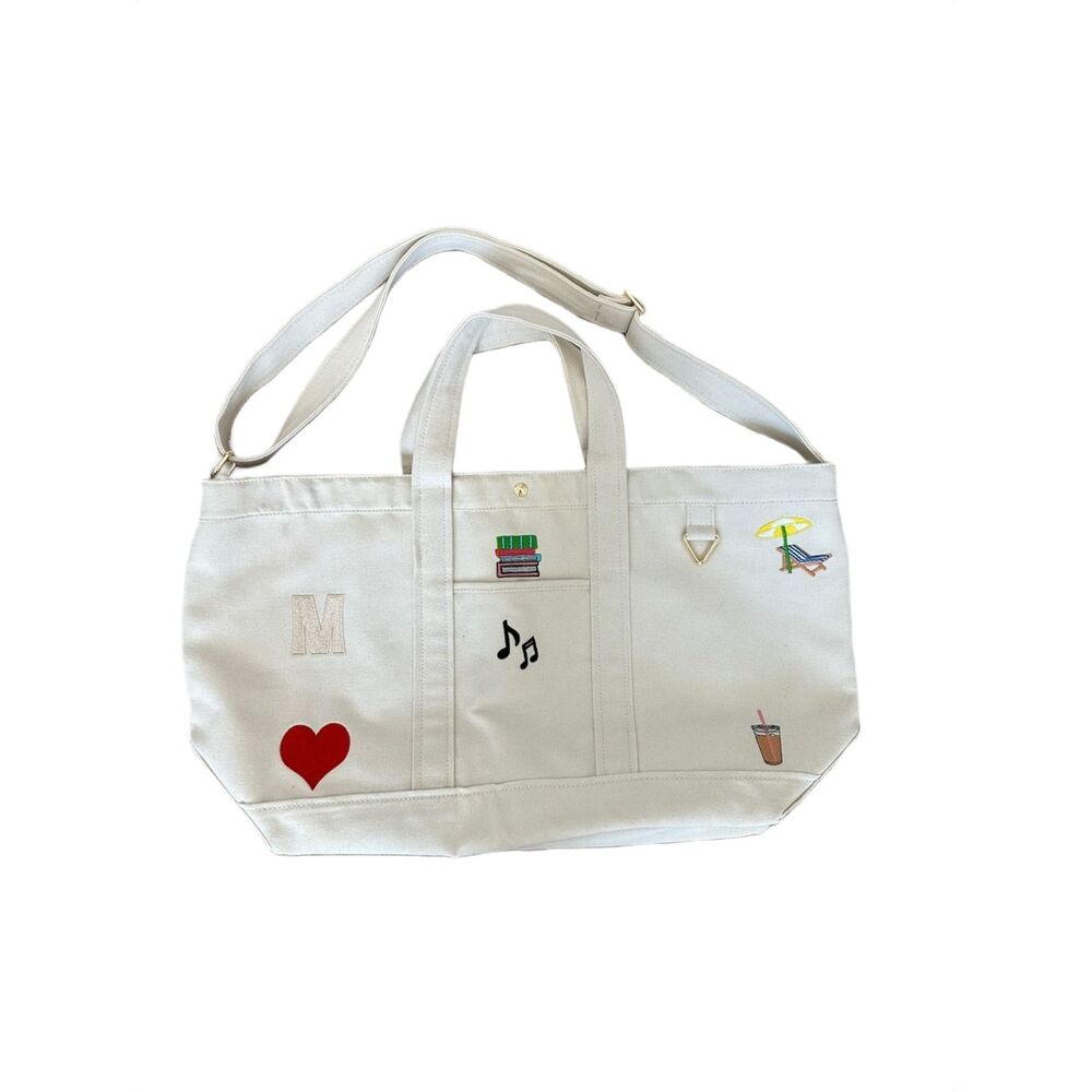 BaubleBar Large Custom Icon Tote Natural